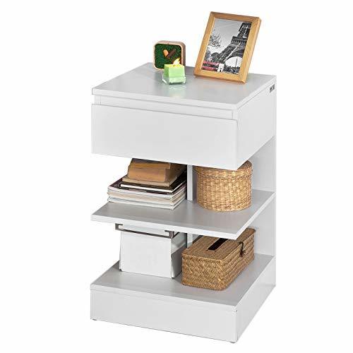 Social SoBuy® Mesita de Noche con 1 cajón y 2 estantes, Consola, Mesa