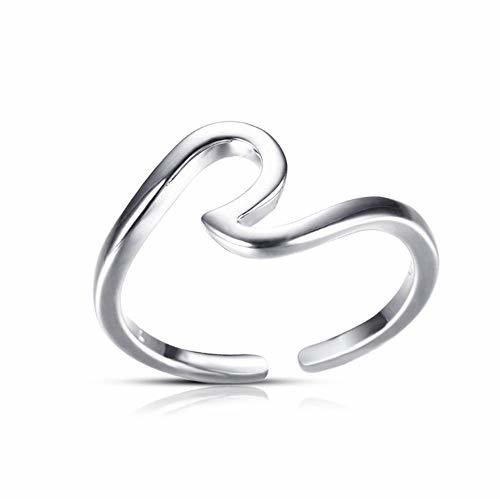 Lugar Wacemak1r Anillos Banda de Eternidad Onda Anillo Onda Plata 925 Tamaño Ajustable