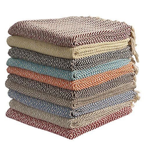 Large Cotton Zig-Zag Sofa Throws Single Bed Throw Arm Chair Covers 125