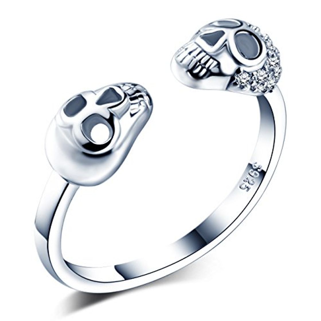 Moda Infinite U - Anillo Cráneo Calavera de Apertura de Plata de Ley