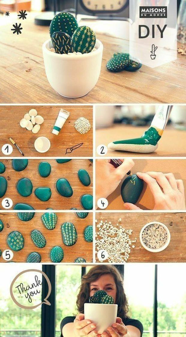 Fashion DIY Decoração cacto de pedra 