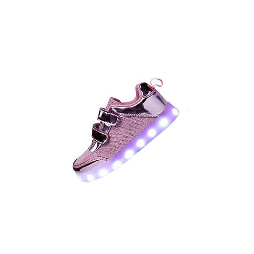 DoGeek Zapatos Led Ni?as Deortivos para 7 Color USB Carga LED Luz