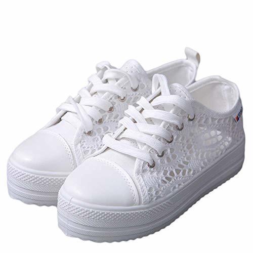 Fashion GAOKE Summer Women Shoes Casual Cutouts Lace Canvas Shoes Hollow Floral Breathable