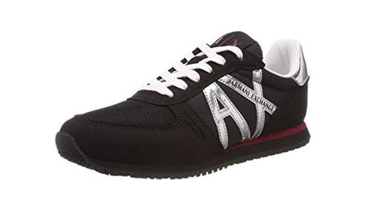 Armani Exchange Retro Running Sneakers, Zapatillas para Hombre, Negro