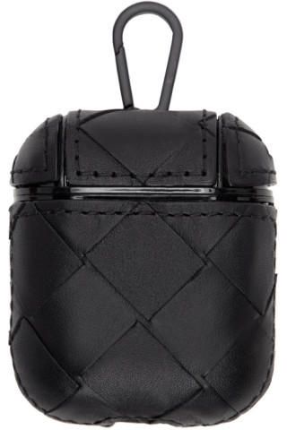 Bottega Veneta: Black Intrecciato Airpods Case | SSENSE Canada