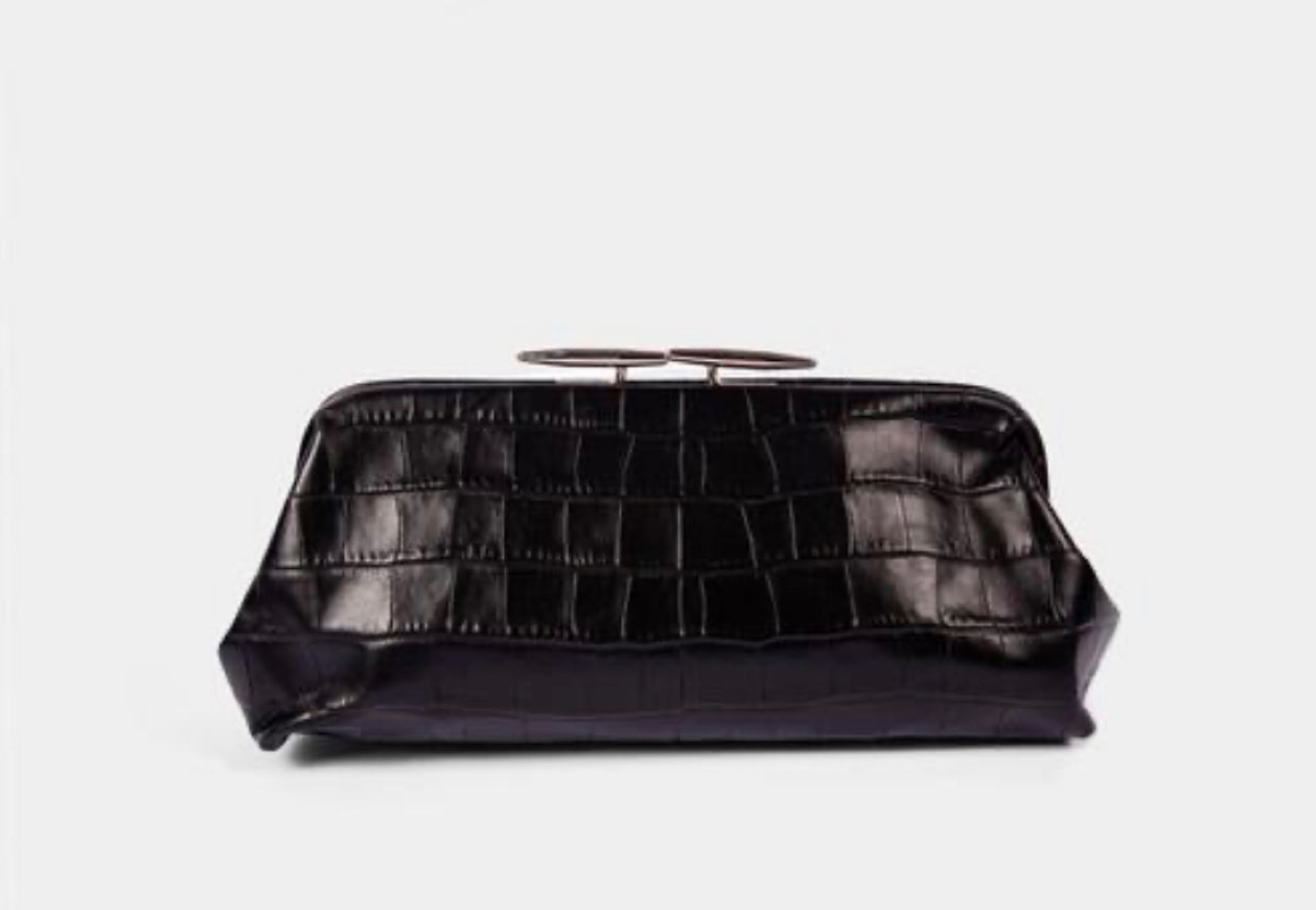 Fashion Oyster Clutch Black Croc