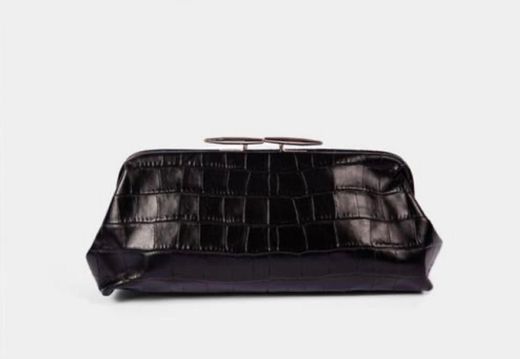 Oyster Clutch Black Croc