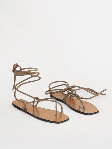 Alezio Khaki Brown Ankle strap sandals - ATP Atelier