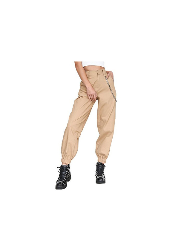 Social La Mujer Casual Solid Pantalones Cargo Pantalones Largos Deportivos Pantalones Regulares Khaki