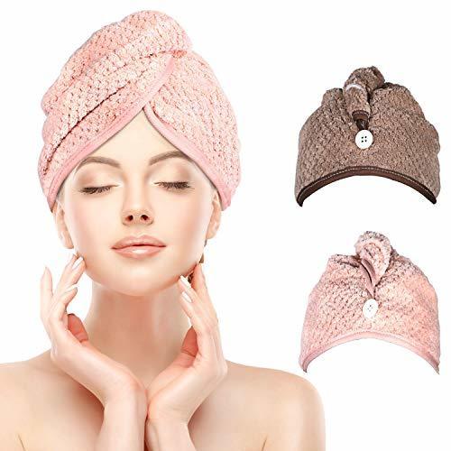 Beauty Fixget 2 pcs Engrosado Cabello Turbante de Secado rápido, Microfibra Suave Absorbentes