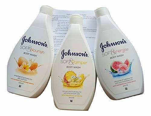 Johnson's Soft Body Wash Botellas de 400 ml 3 grandes sabores Pamper