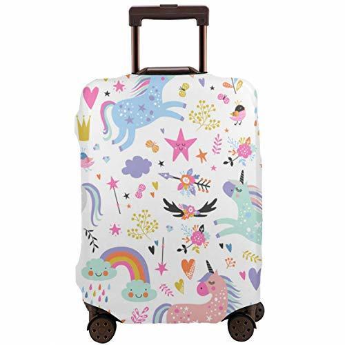 Lugares Funda Protectora para Maleta Unicornios Lindos con Elementos Coloridos Estrellas Corazones Arcoiris