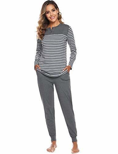 Product ARBLOVE Pijama Mujer Invierno Algodon 2 Piezas