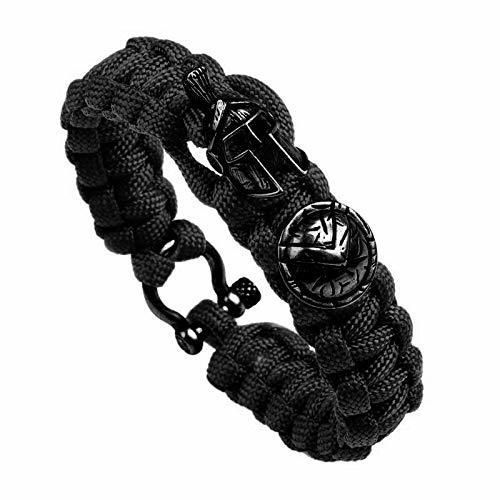 WDAIJY Pulsera De Hombre，Supervivencia Al Aire Libre Hombres Pulsera Casco Guerrero Espartano