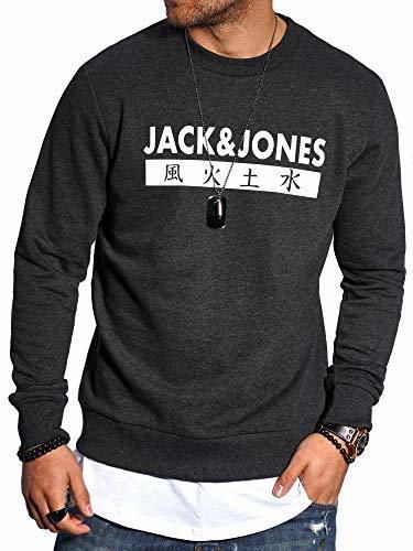 JACK & JONES - Sudadera para Hombre, Cuello Redondo, 4 Elementos