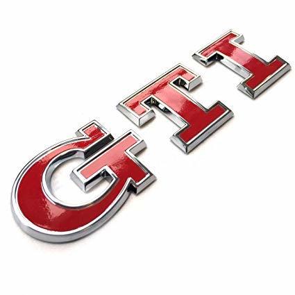 Emblema cromado y rojo GTI para tapa de maletero trasera para Golf