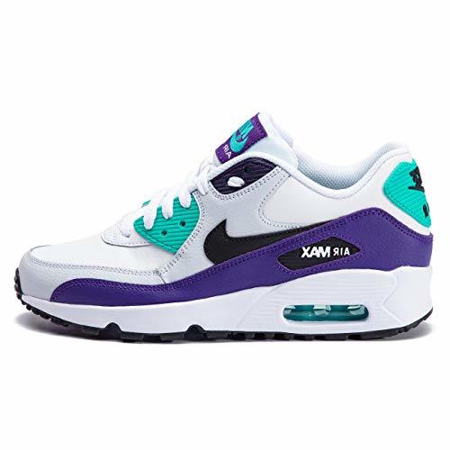 Moda Nike Youth Air MAX 90 LTR Cuero White Entrenadores 38 EU