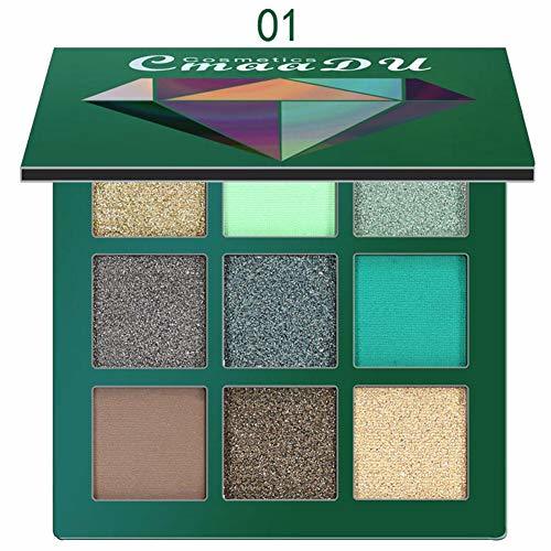 Beauty CmaaDu Sombras de Ojos de Brillos Diamantes 9pcs Paletas de Sombras para