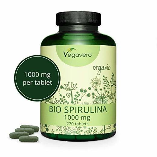 Spirulina Orgánica Vegavero® | La Dosis Más Alta: 1000 mg/Comprimido | Sin