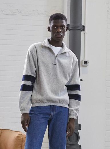 iets frans… Unisex Grey Marl Mock Neck Fleece Sweatshirt