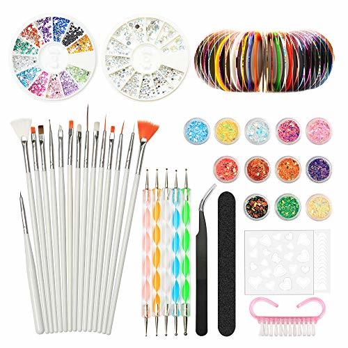 Beauty Nail Art Design Kit Set Cepillos Decoraciones Pegatinas Decoraciones con cinta Rhinestones