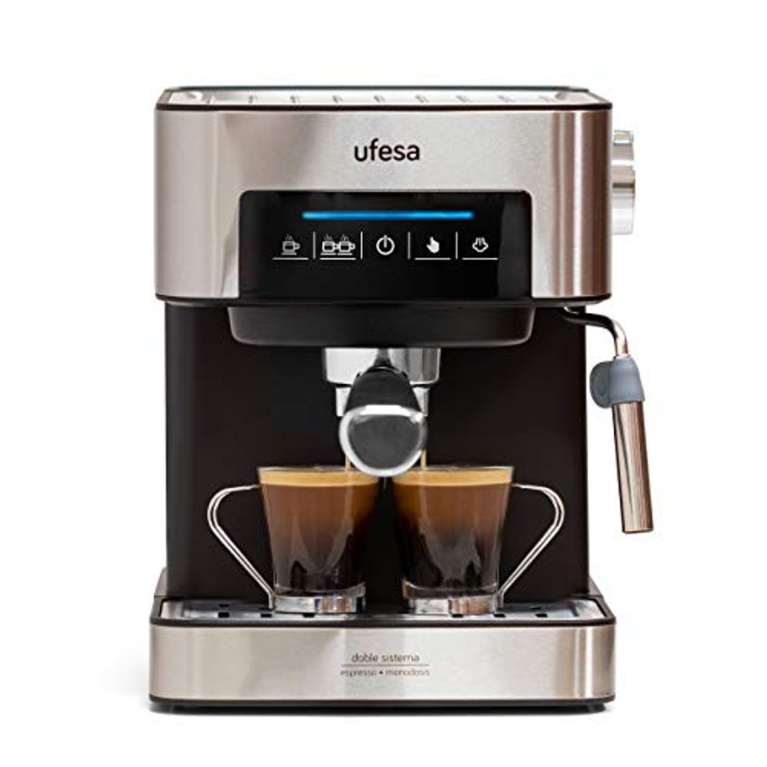 Social Ufesa CE7255 Cafetera Expresso y Capuccino con Panel Táctil Digital, Vaporizador Orientable,