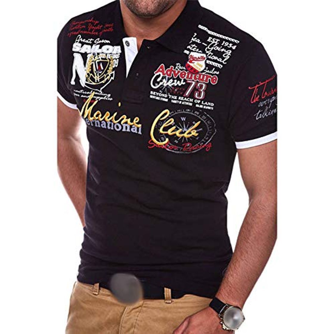 Moda Momangel Camisa Polo Impresa Casual para Hombre