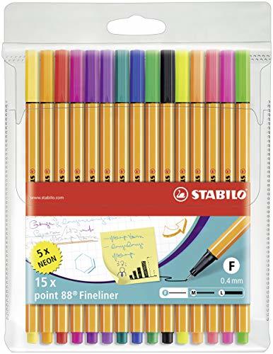 Social Rotulador punta fina STABILO point 88 - Estuche con 15 colores