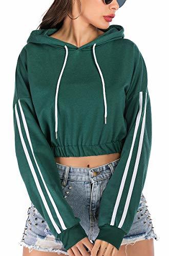 Place IRICHEE Mujer Sudadera con Capucha Corta Top Cordón Suéter Chica Streetwear Cárdigans