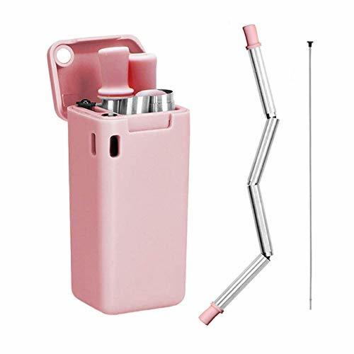 Social LOBKIN Pajitas Plegable de Acero Inoxidable Reutilizable, compuesta de Acero Inoxidable y