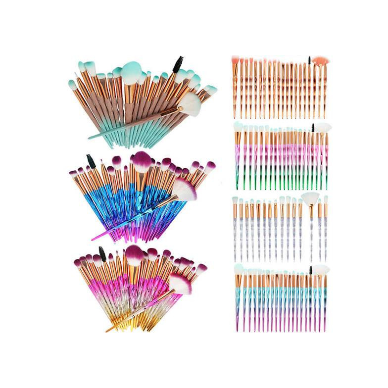 20 pçs conjunto de pincéis de maquiagem unicórnio  