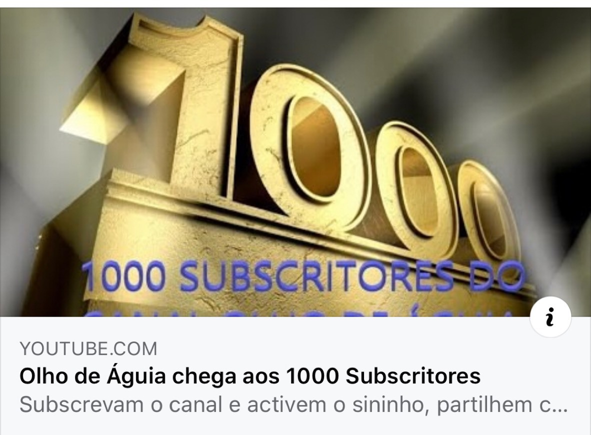 Fashion Canal Olho de Águia alcance os 1000 subscritores 