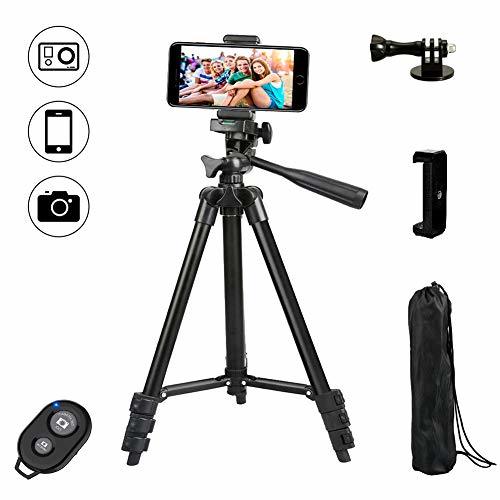 Social Dezuo 107cm Aluminio Trípode Móvil para Cámara Compacta, iPhone, Gopro, Incluye Universal