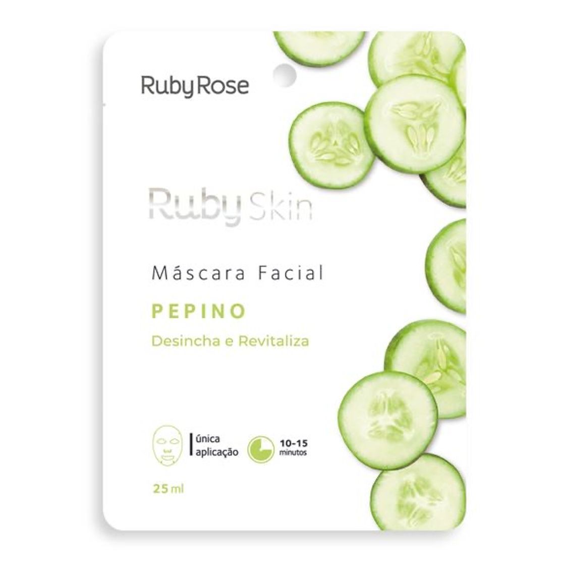 Fashion MÁSCARA FACIAL DE TECIDO PEPINO SKIN - RUBY ROSE - Loja ...