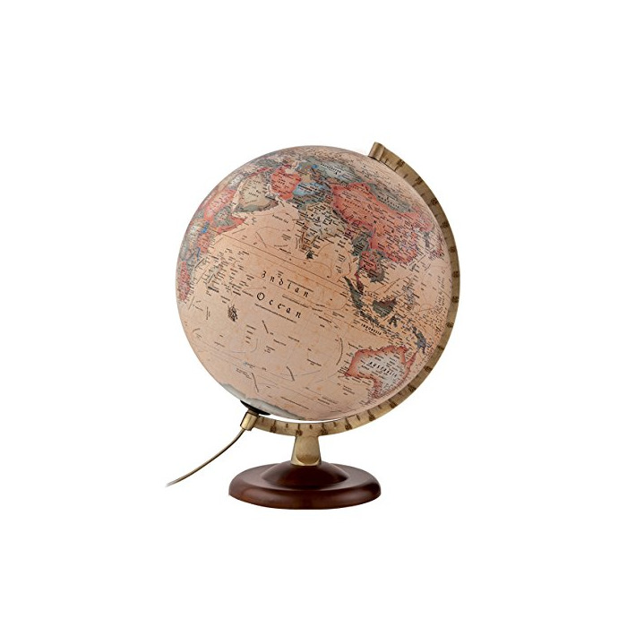 Social Atmosphere - Globo terráqueo con Esfera de Madera y Metal, iluminada, en