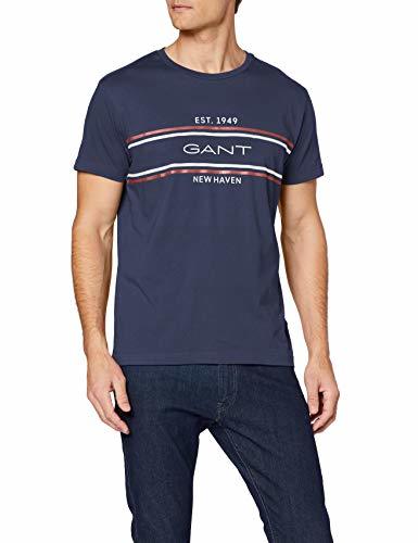 Social GANT D1 Stripe T-Shirt Camiseta, Azul