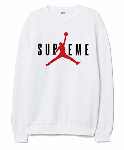 Moda ARTIST Sudadera Blanca con impresión Supreme Michael Jordan 23 Negra con impresión