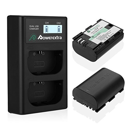 Electronic Powerextra Batería Canon LP-E6 y LP-E6N con Cargador Pantalla LCD USB para