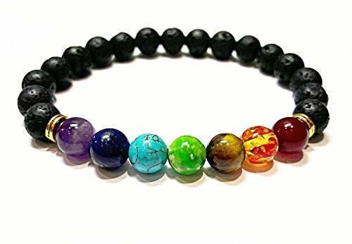 SODIAL Pulsera de curacion de 7 chakras Pulsera de amuleto para hombres