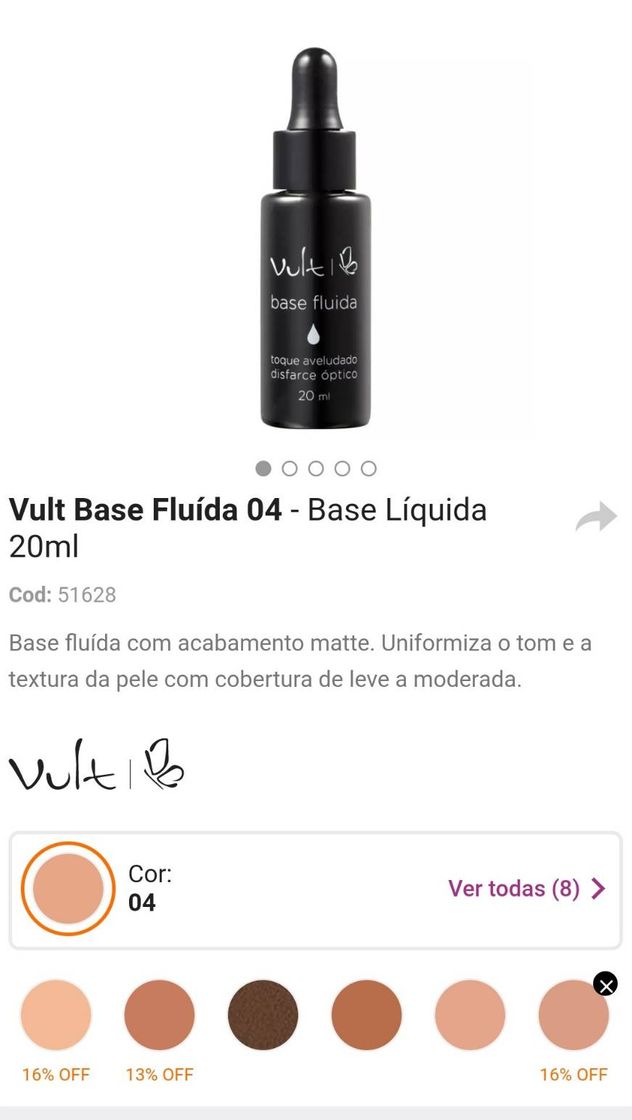 Moda Vult Base Fluída 04 - Base Líquida 20ml