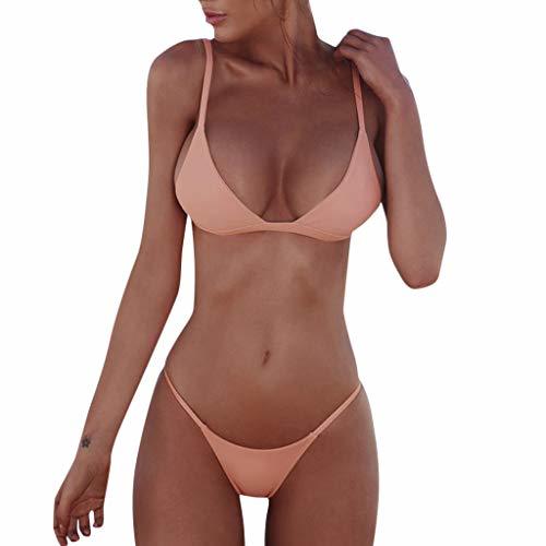 Social Mujer Bikini 2019 Color sólido Traje de Baño Mujer Dos Piezas Ropa