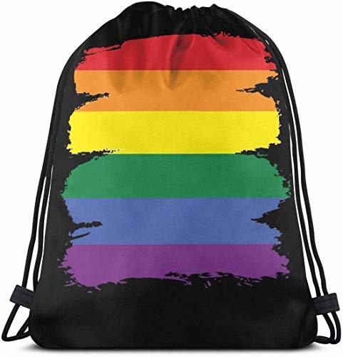 Producto Gay LGBT Pride Flag Drawstring Bag String Backpack Portátil Durable Gym Bag