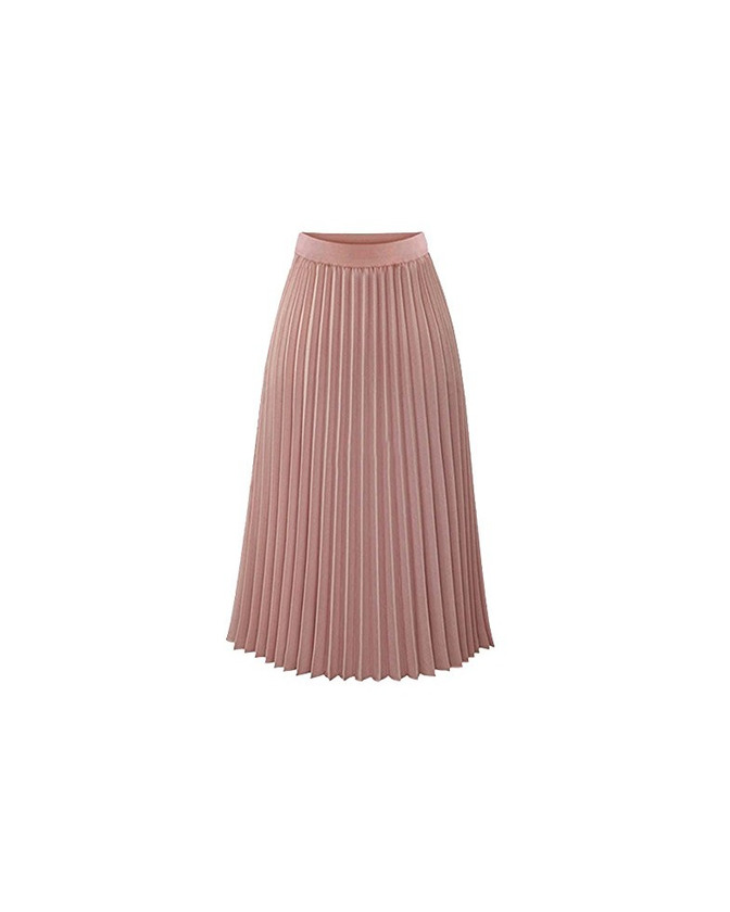 Social Mujer Falda Larga Maxi De Gasa Chiffon En Estilo Playa Vacaciones Falda Plisada Pink XL