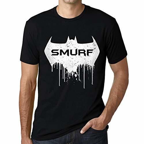 Hombre Camiseta Vintage T-Shirt Gráfico Bat One Word Smurf Negro Profundo