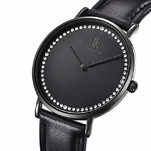 Place Gute IK Minimalista diseñado Diamantes carbón Negro señoras Reloj de Pulsera 7