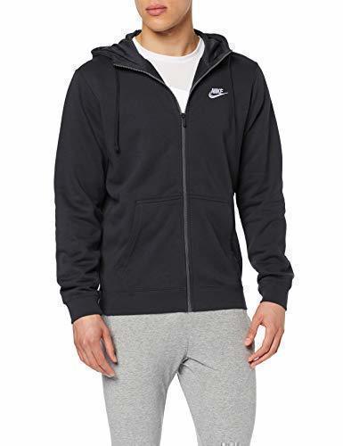 Moda Nike Club Hoodie Ft Sudadera con Capucha y Cremallera Completa, Hombre, Negro