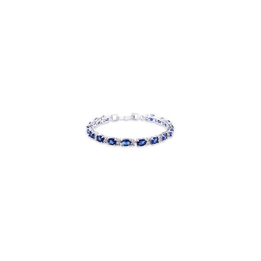 GULICX Oro Blanco galvanizado circonita Azul Cristal Pulsera Romana Tenis Pulsera Enlace