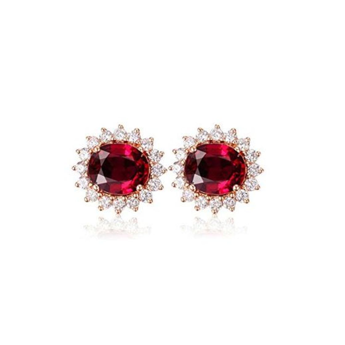 Social Epinki Oro de 18 Quilates Pendientes Oval Forma Mujeres Semental Aretes Rojo-3