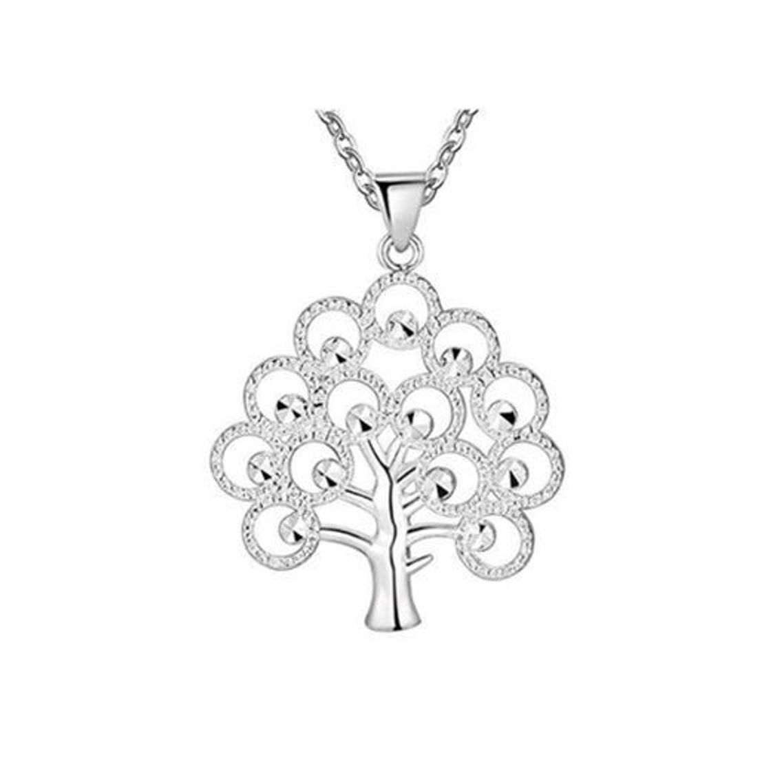 Product 24 JOYAS Colgante Árbol de la Vida Totem Religioso de Plata con Circonitas Cadena clásica de 1 mm y 45 cm