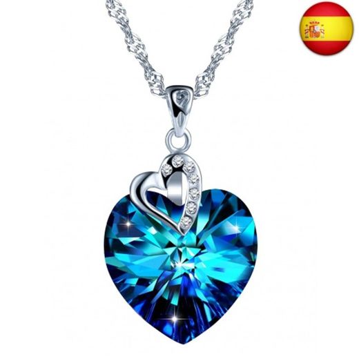 SixLuo Collar de plata 925 para mujer "Corazón del océano" C